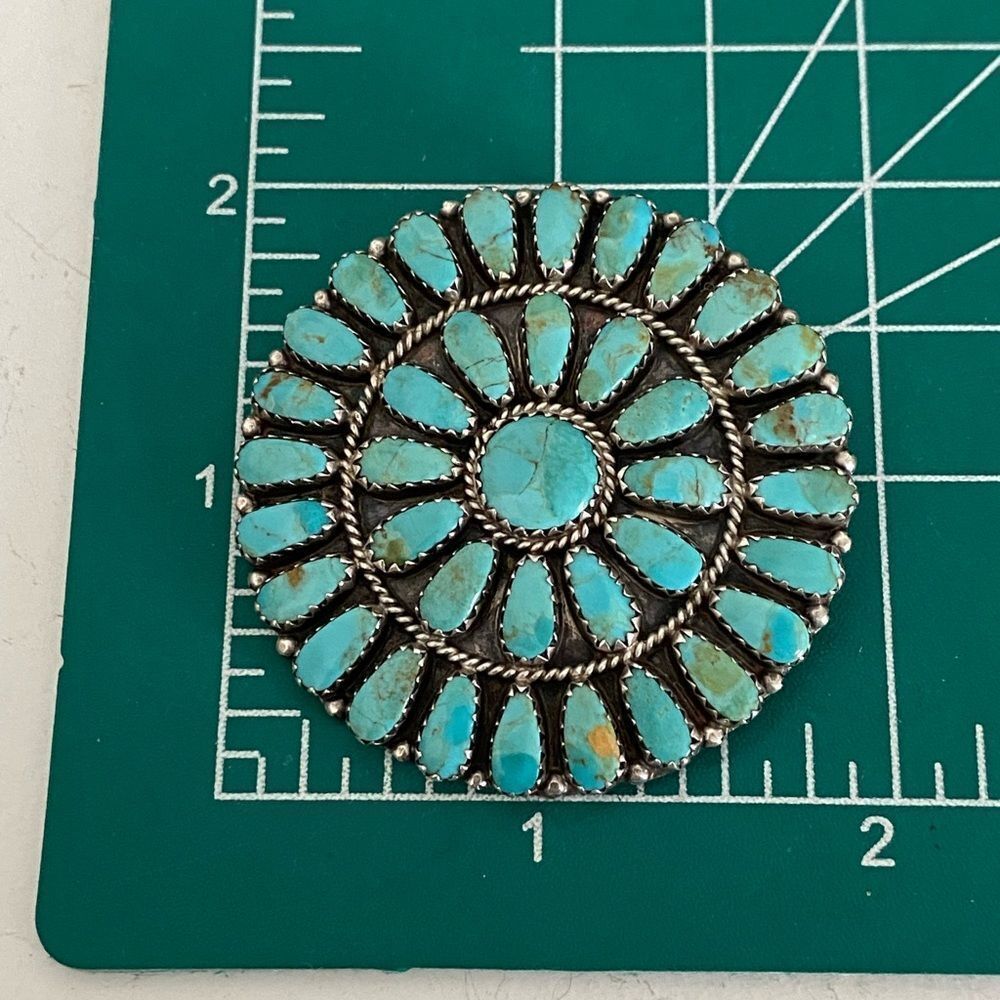Vintage Navajo Larry Moses Begay Turquoise Pendant/Brooch - Picture 3 of 4